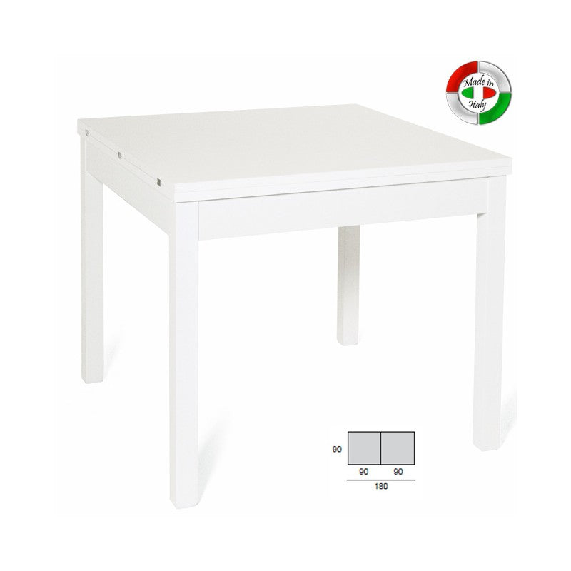 Mesa de comedor de fresno blanco con apertura para libros de madera revestida de melamina 90x90-180 cm