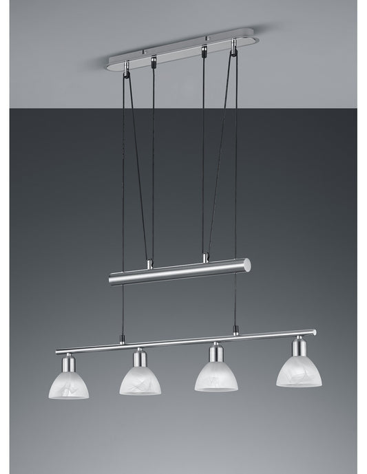 Araña arriba y abajo 4 luces Barbell Levisto Nichel Trio Lighting