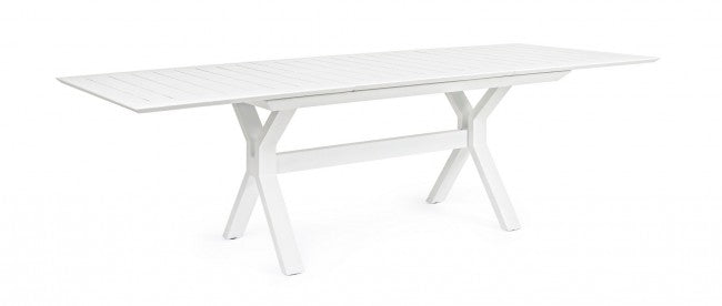 Mesa de jardín extensible Kenyon blanca 180-240 x 100 cm