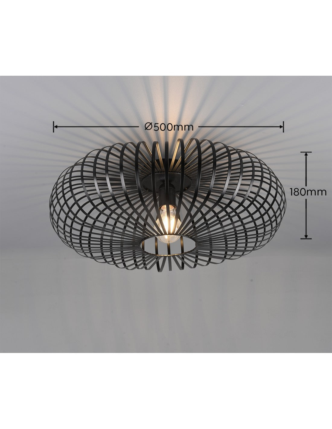 Lámpara de techo negra con jaula abierta Ellipse Black Johann Ø50 cm Trio Lighting