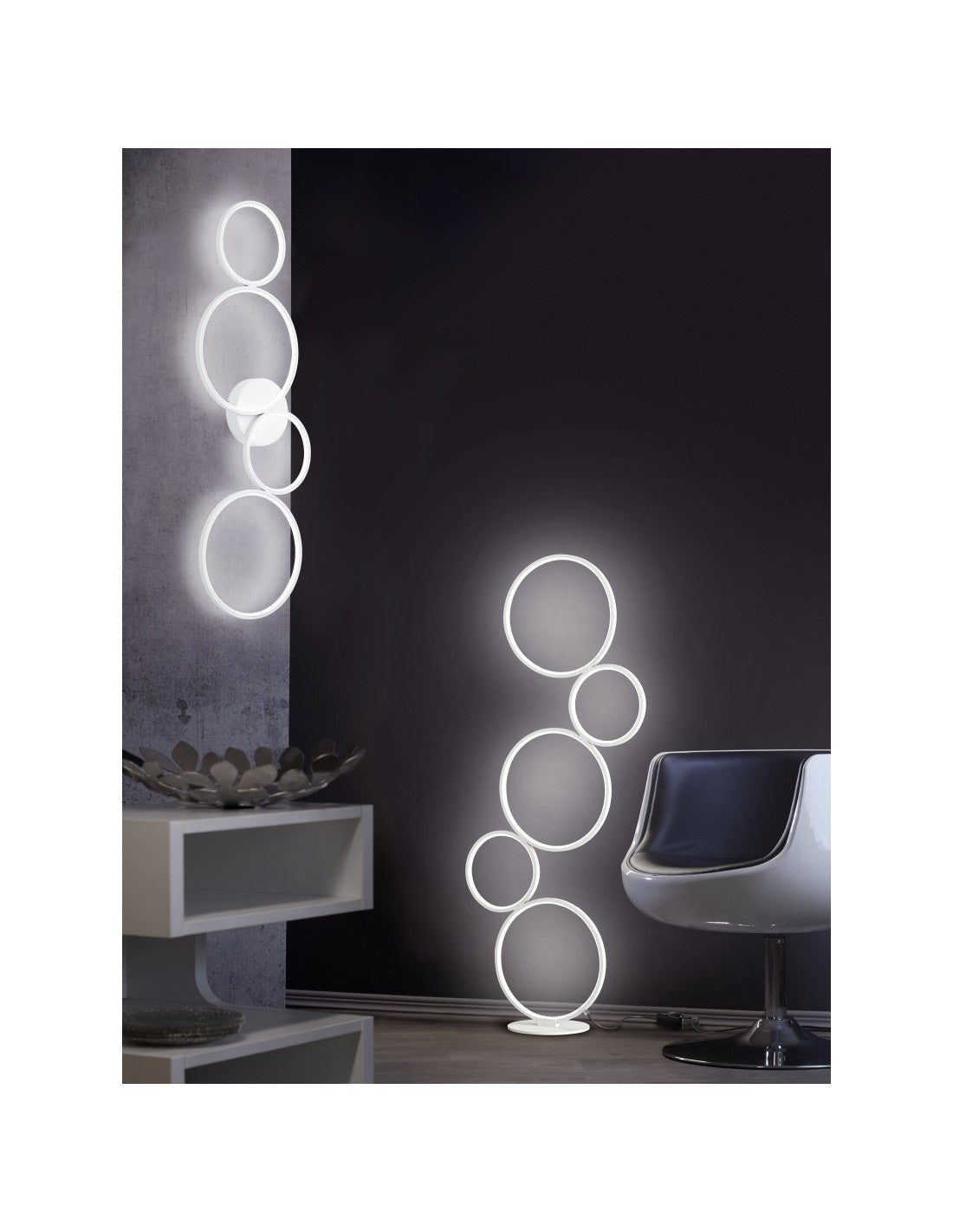 Lámpara de techo Rondo 4 círculos LED blancos L97 cm Trio Lighting