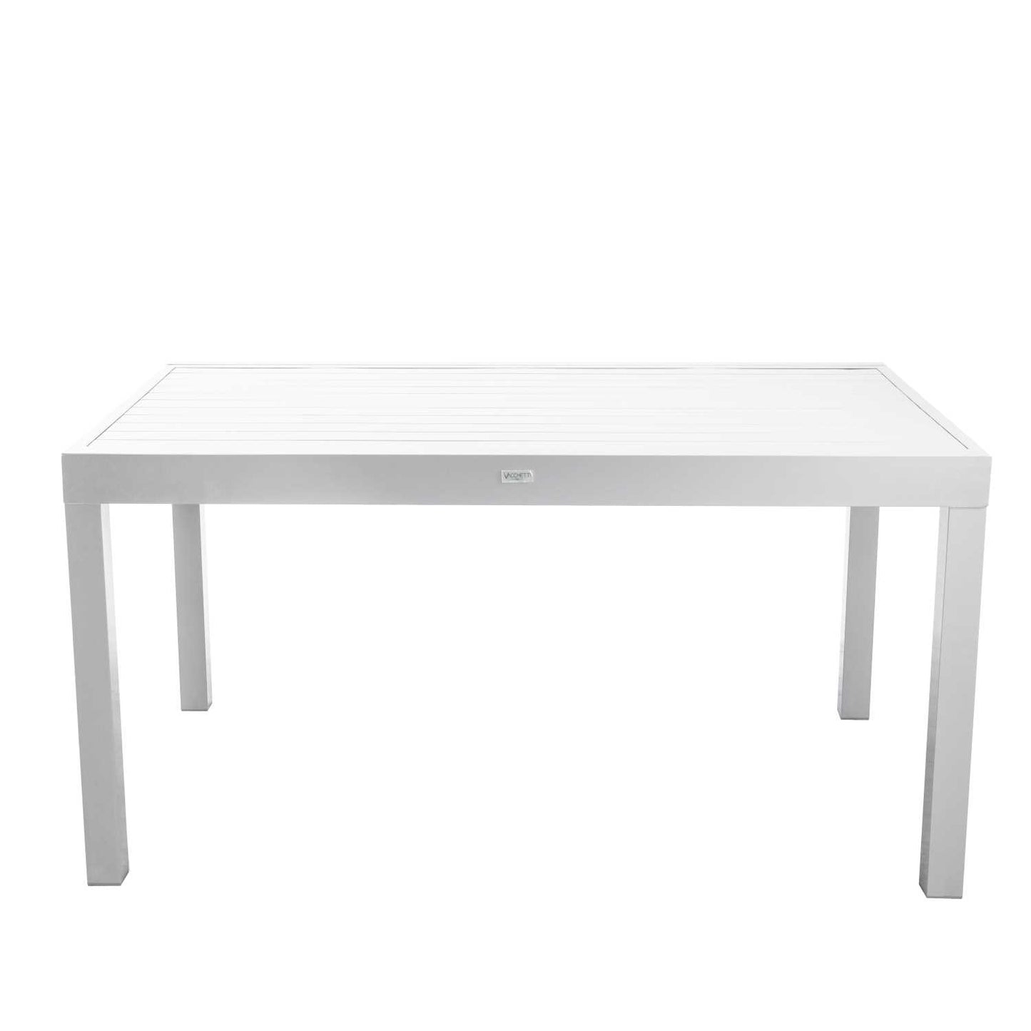 Mesa extensible Sullivan de aluminio en color blanco.