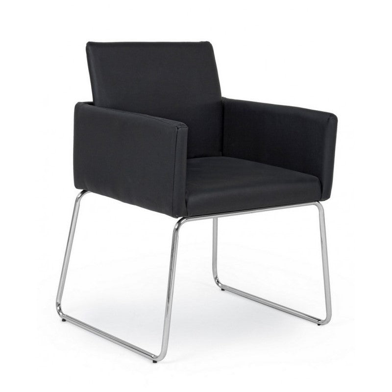 Silla con reposabrazos en símil piel Negro SIXTY 60x54x h80,5 cm