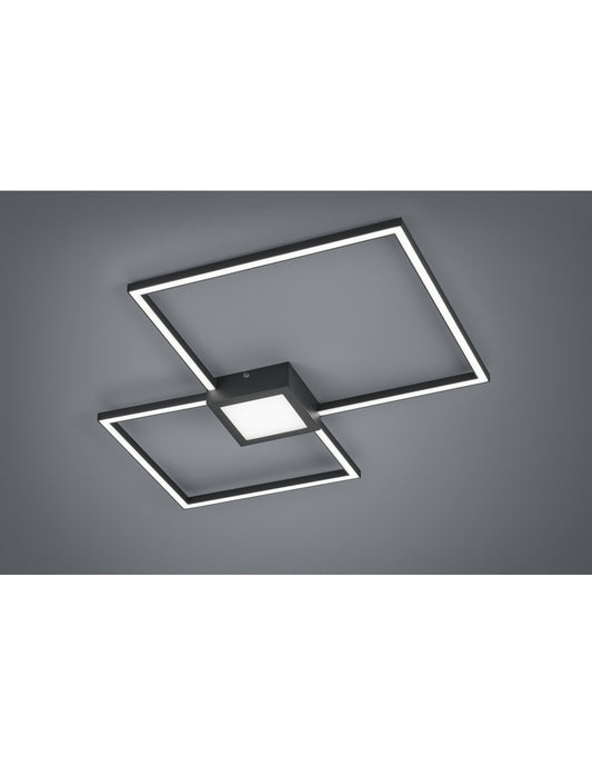 Lámpara de techo LED Hydra Double Square 28w Antracita L65 cm Regulable Trio Lighting