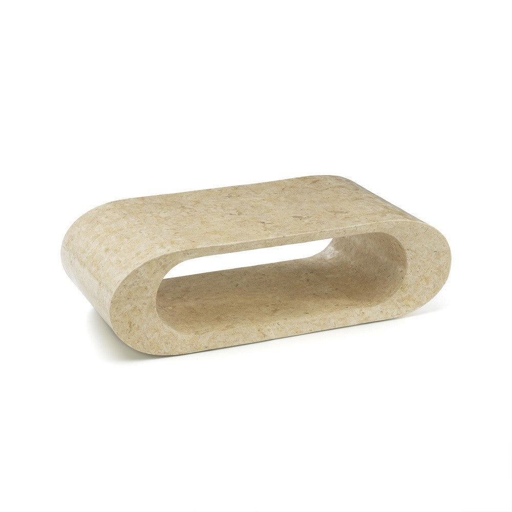 Mesa de centro moderna de piedra beige 120 x 62 xh 35 cm