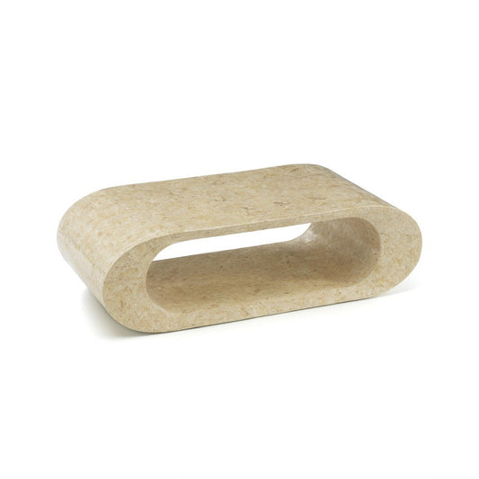Mesa de centro moderna de piedra beige 120 x 62 xh 35 cm