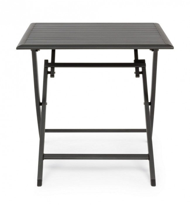 ELIN Mesa exterior plegable de aluminio antracita 70x70x h71 cm