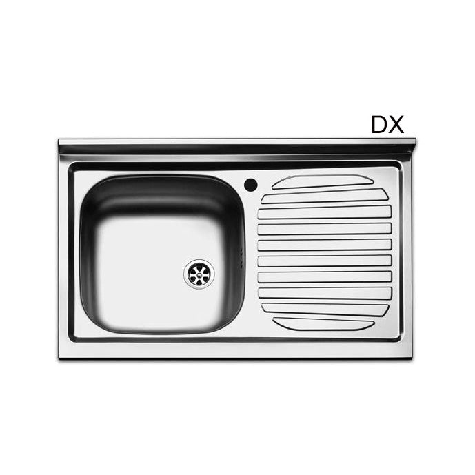 Fregadero sobre encimera de acero inoxidable con 1 seno de 80cm y escurridor izquierdo