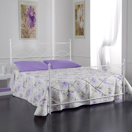 SOSPIRO Cama doble de hierro con pie de cama Blanco 166x208x h128 cm