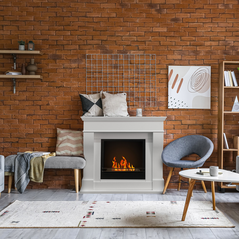 Chimenea de bioetanol de suelo biochimenea WASHINGTON Blanco L111 x P43 x H99