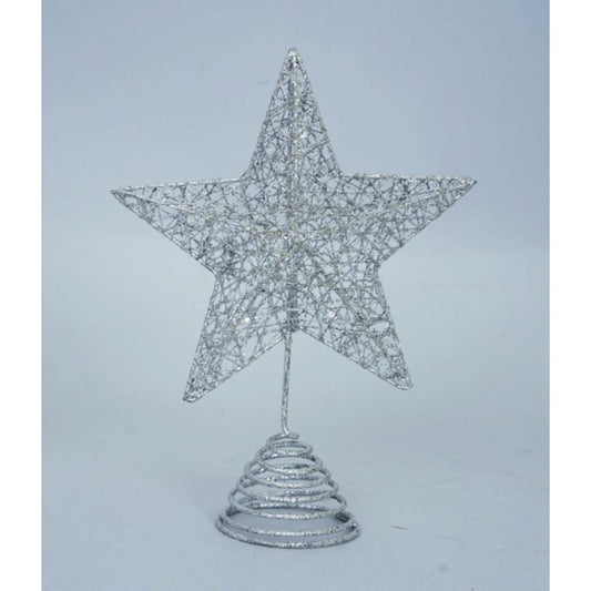 Adorno de estrella para árbol de Navidad Plata brillante 18x h15 cm