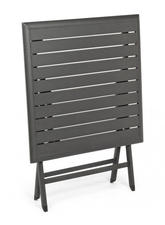 ELIN Mesa exterior plegable de aluminio antracita 70x70x h71 cm