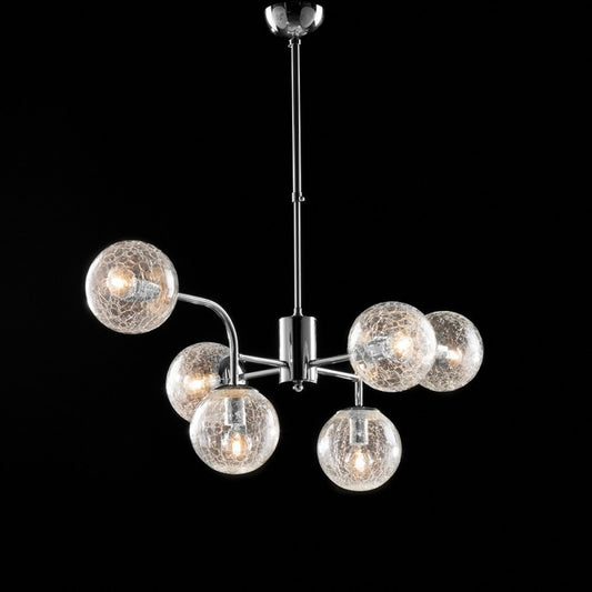 Lámpara de araña moderna de hierro cromado pulido, 6 luces, 86 cm