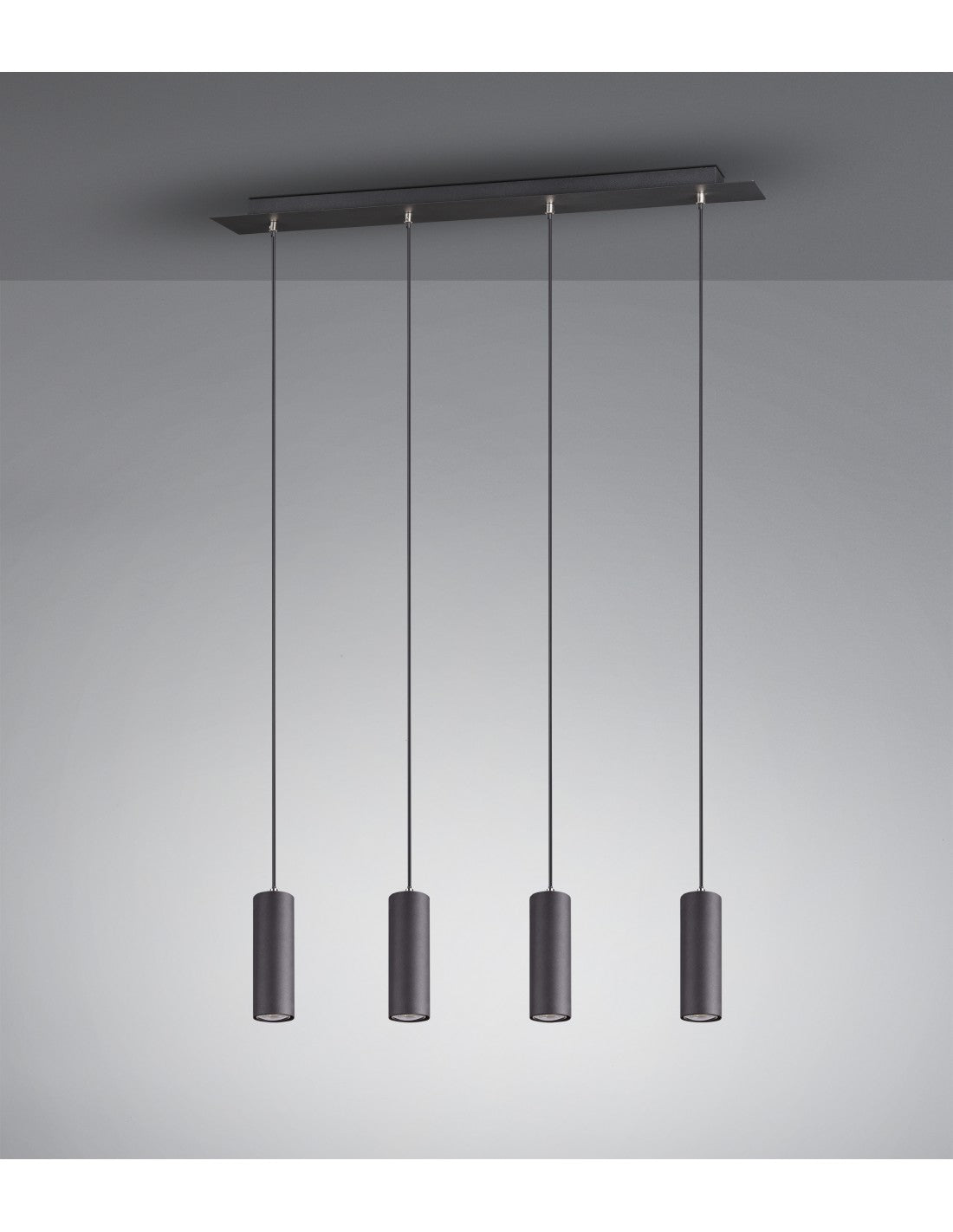 Península Suspensión 4 Luces Marley Cilindros Negro Trio Iluminación