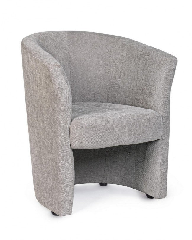 Sillón de madera y tela gris claro BELICE 64,5x63x h76 cm