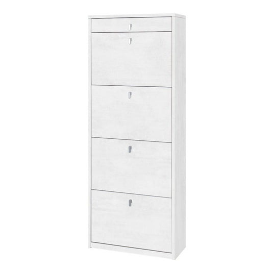 Zapatero con cuatro puertas y un cajón superior en Oxy White 63x29x h164 cm