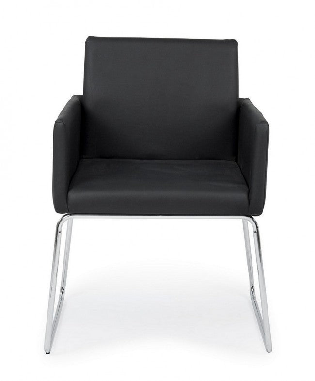 Silla con reposabrazos en símil piel Negro SIXTY 60x54x h80,5 cm