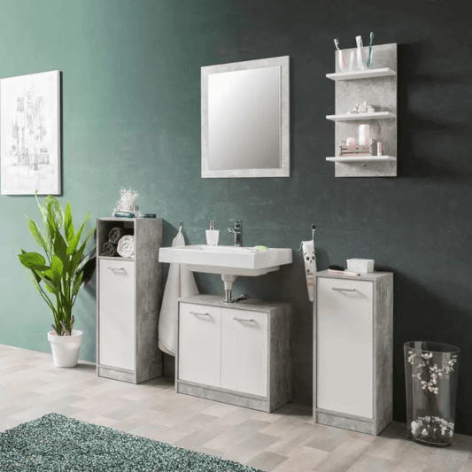 Juego de baño Madeira de hormigón blanco.