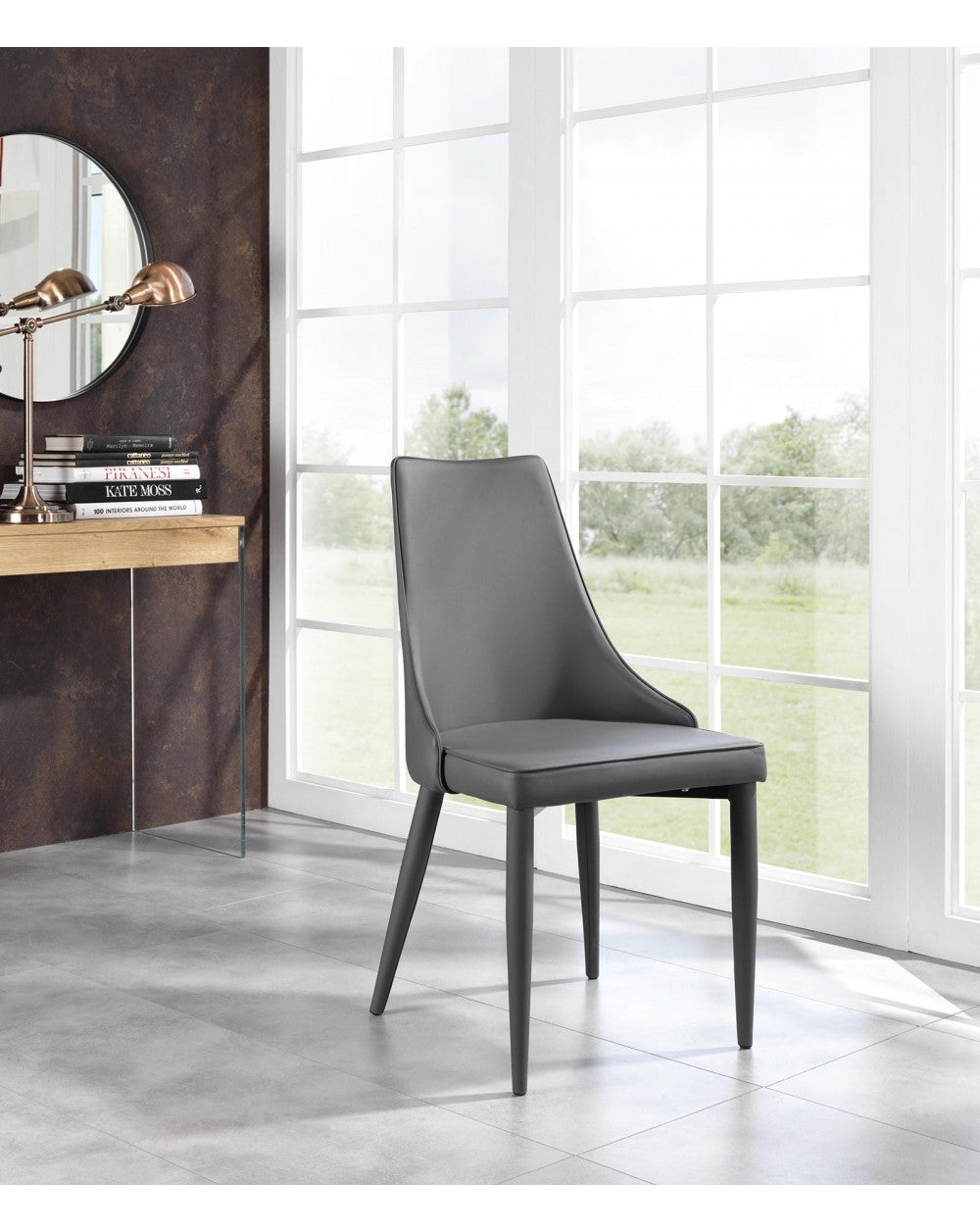 2x Silla Myriam STS símil piel gris oscuro