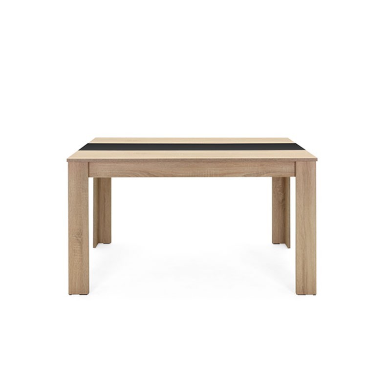 Mesa de comedor color roble con inserto reversible blanco o negro 138x80xh.74 cm