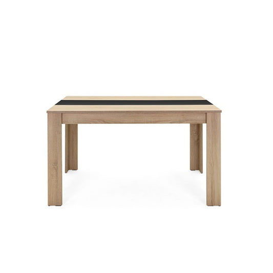 Mesa de comedor color roble con inserto reversible blanco o negro 138x80xh.74 cm