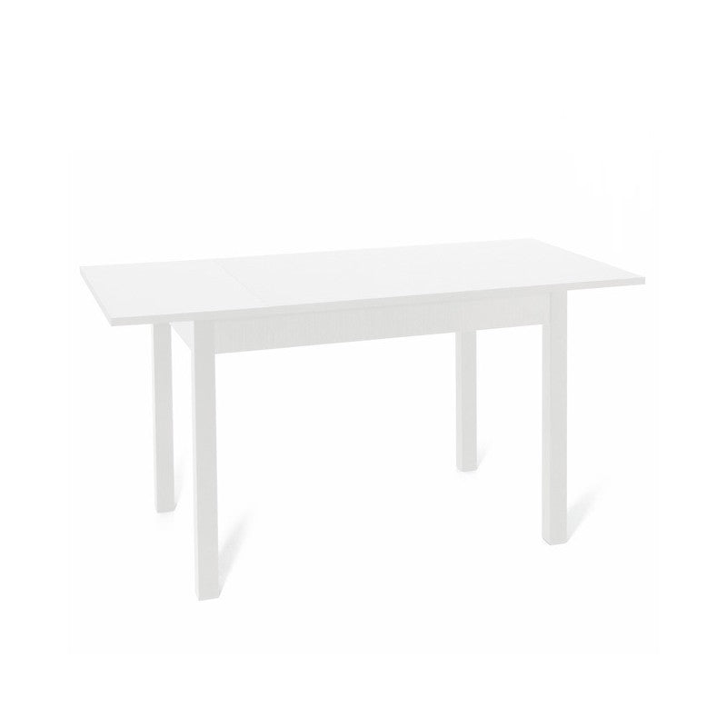 Mesa de comedor extensible íntegramente en madera de melamina 90x160-200 cm blanco
