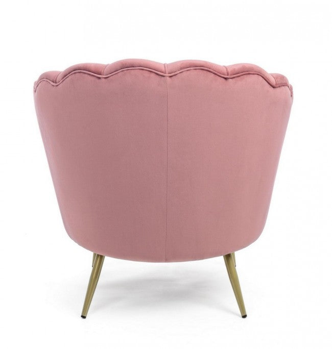 Sillón retro de terciopelo rosa pavo real 80 x 76 x 84 h cm