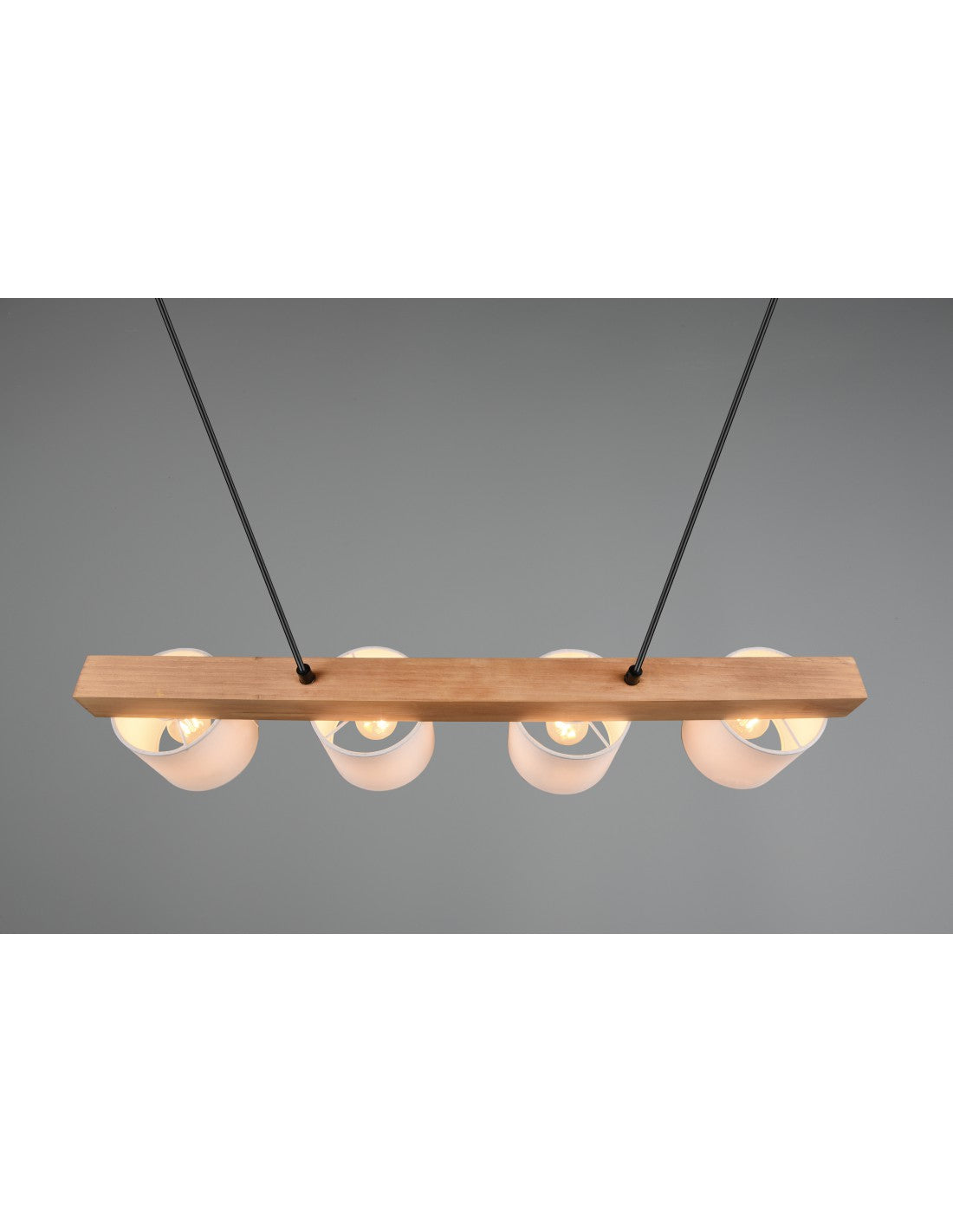 Lámpara colgante de madera con 4 pantallas blancas Cameron Trio Lighting