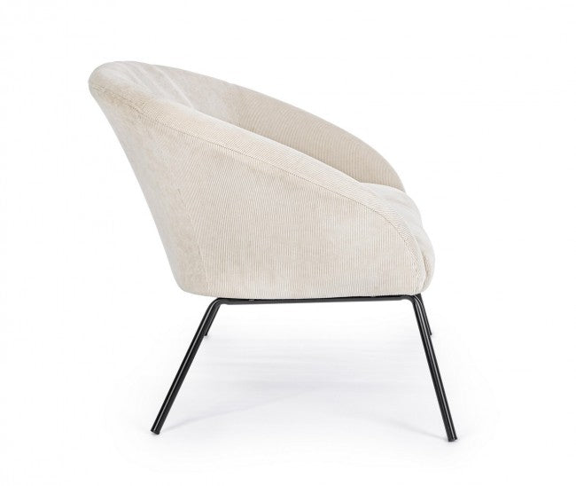 Aiko Velvet sofá acero terciopelo blanco 142 x 80 x 75 cm