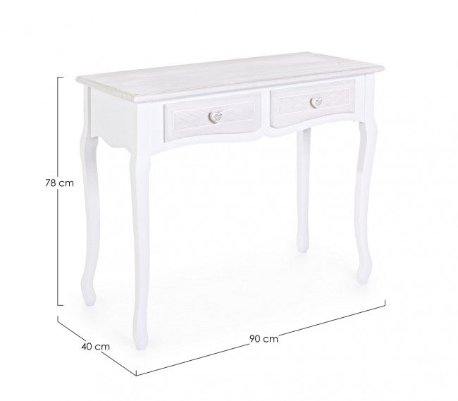 Consola Shabby de MDF con dos cajones Blanco CHARELENE L 90x40x h78 cm