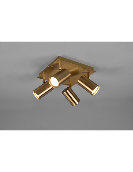 Marley Foco 4 Focos GU10 Latón Envejecido 24x24 cm Trio Lighting