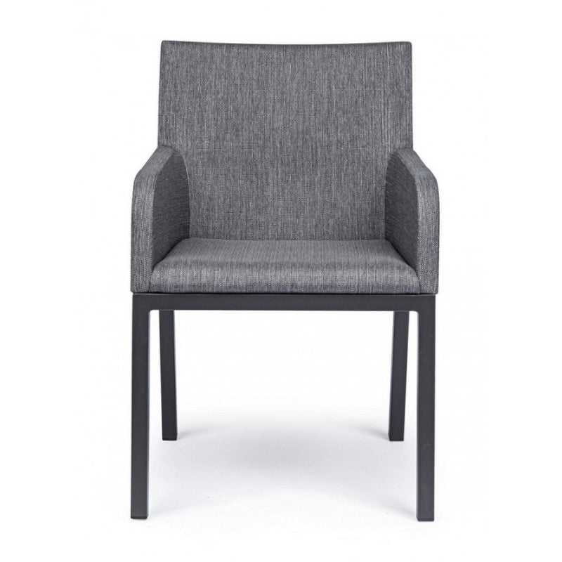 Silla de exterior con reposabrazos en tejido Antracita OWEN JX55 55x62x h82 cm