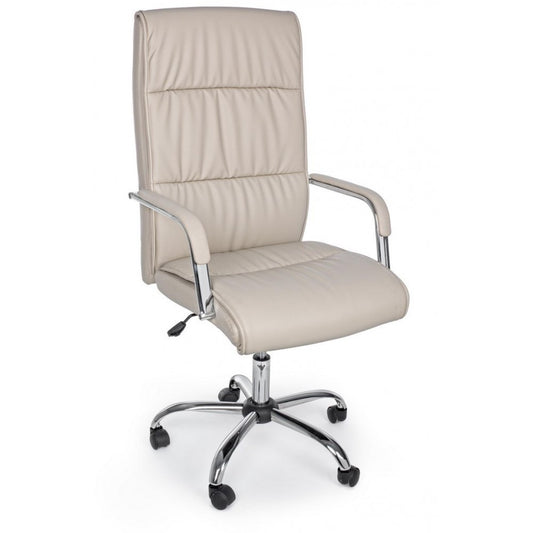 Sillón de oficina Queensland con reposabrazos en ecopiel gris tórtola