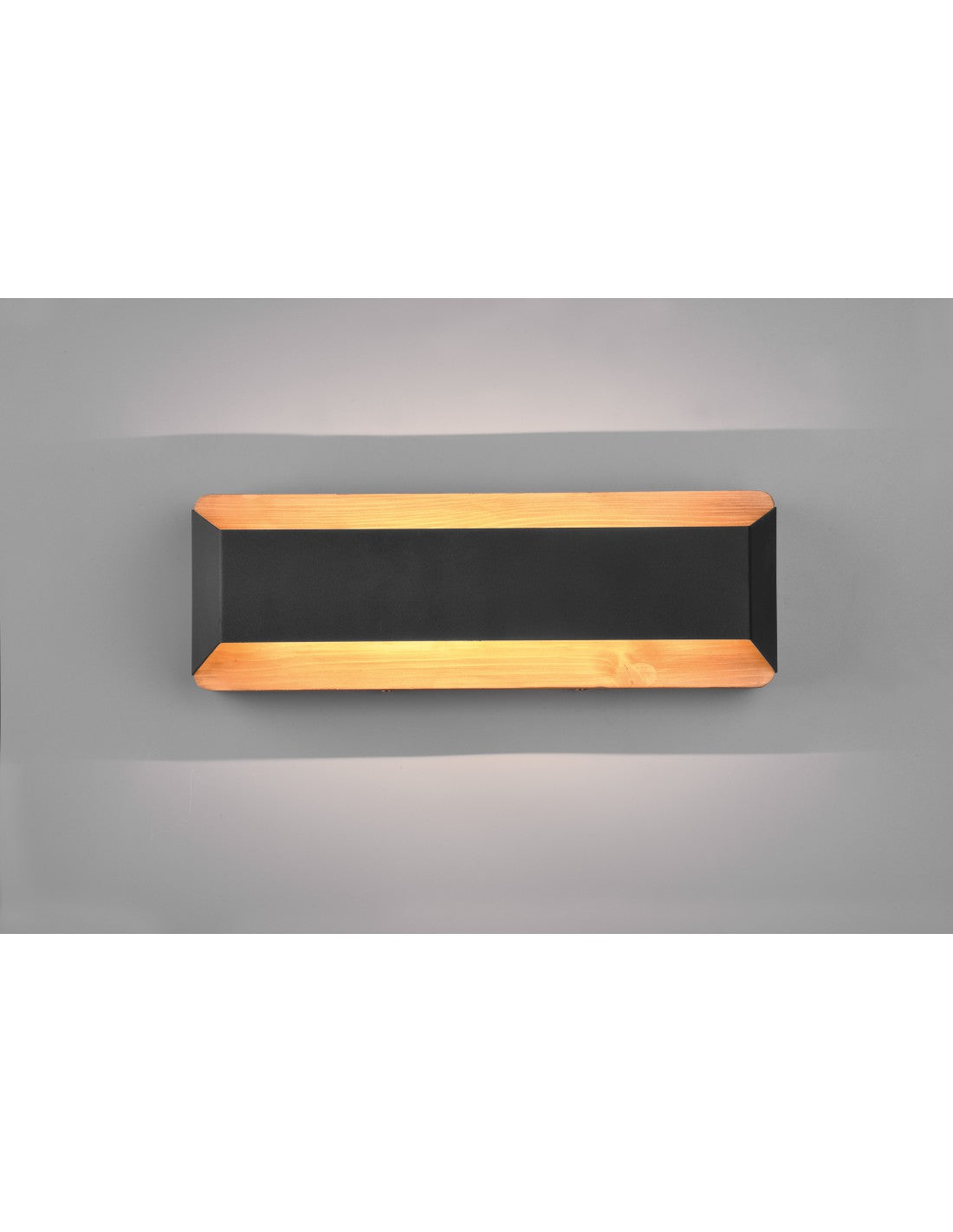 Lámpara de pared rectangular Doble emisión LED Arino Black Wood Trio Lighting