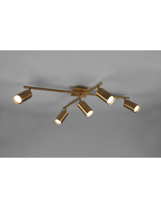 Lámpara de techo con 5 focos orientables Marley Aged Brass Trio Lighting