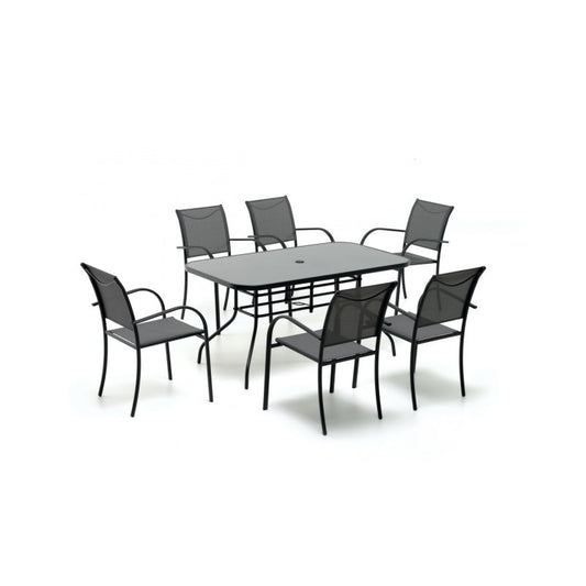 Juego de comedor de hierro de siete piezas PLAYA antracita