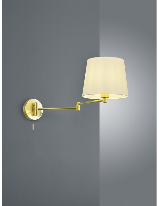 Aplique Brazo Flexible Latón Pantalla Blanca Lyon Trio Lighting