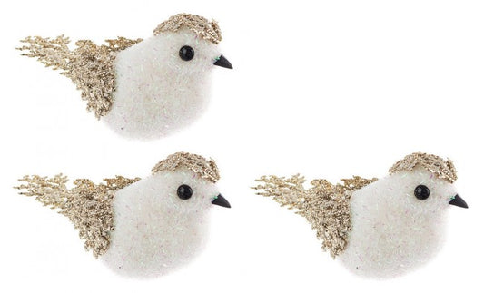 4x Set3 Clips de cuento de hadas pájaro blanco