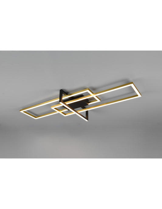 Salinas Plafón 3 LED rectángulos 34w Oro-Negro L100 cm Regulable Trio Lighting