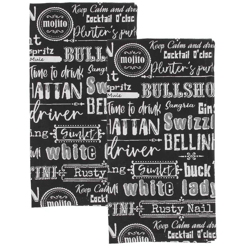 Juego de 2 paños de cocina 50x70 cm de algodón negro