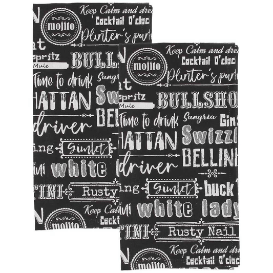 Juego de 2 paños de cocina 50x70 cm de algodón negro