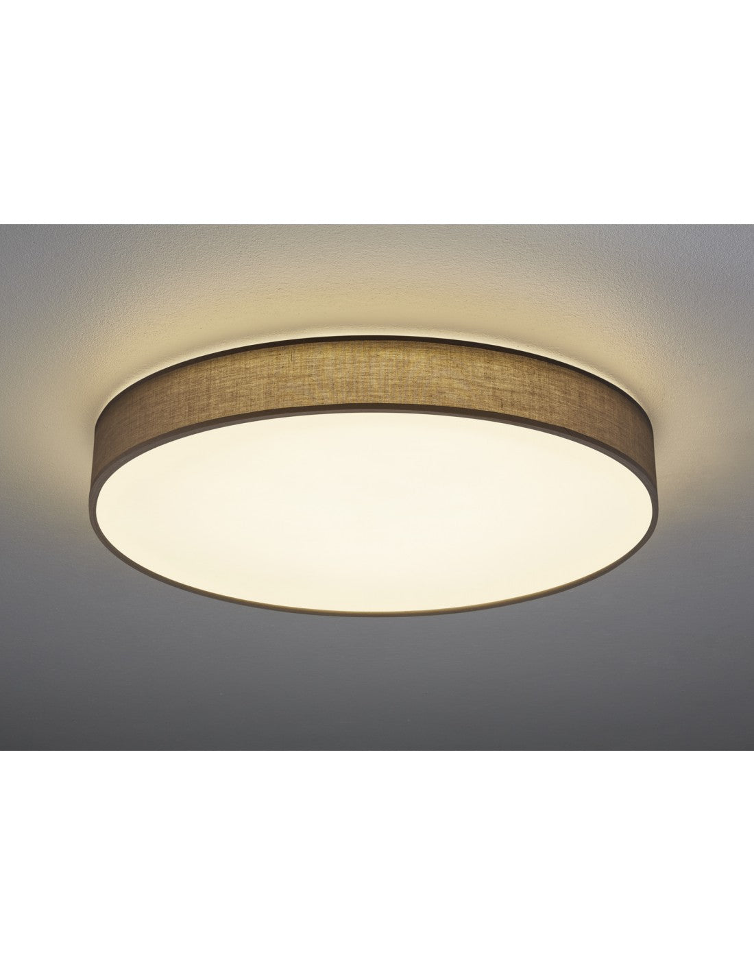 Plafón LED grande con pantalla de tela Gris Lugano Ø75 cm Trio Lighting
