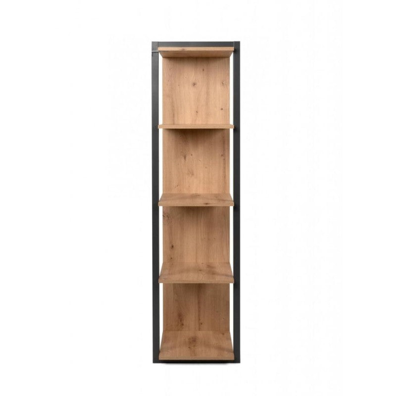 Librería cúbica de roble con perfiles antracita 107x39xh.145 cm