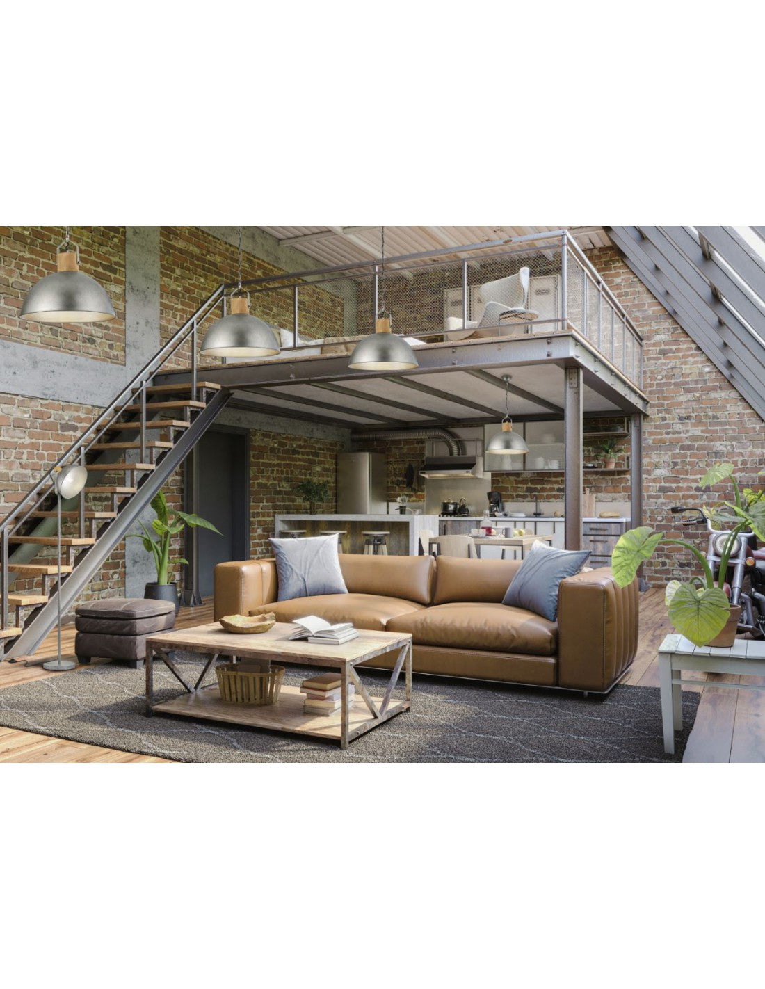 Lámpara de pie industrial vintage con cúpula ajustable Delhi Nichel Trio Lighting