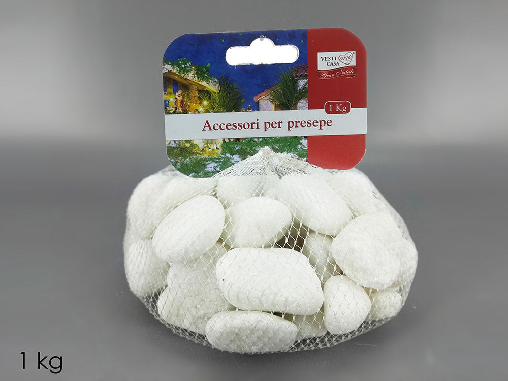 Bolsa de piedras blancas grandes para decoración navideña 1 kg