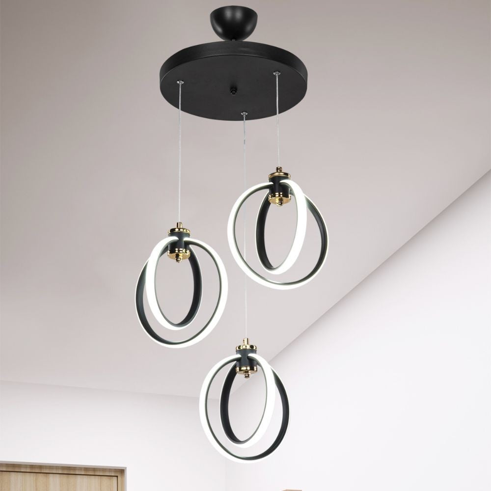 Lámpara colgante Felicia con tres puntos de luz LED circulares ASZ1593
