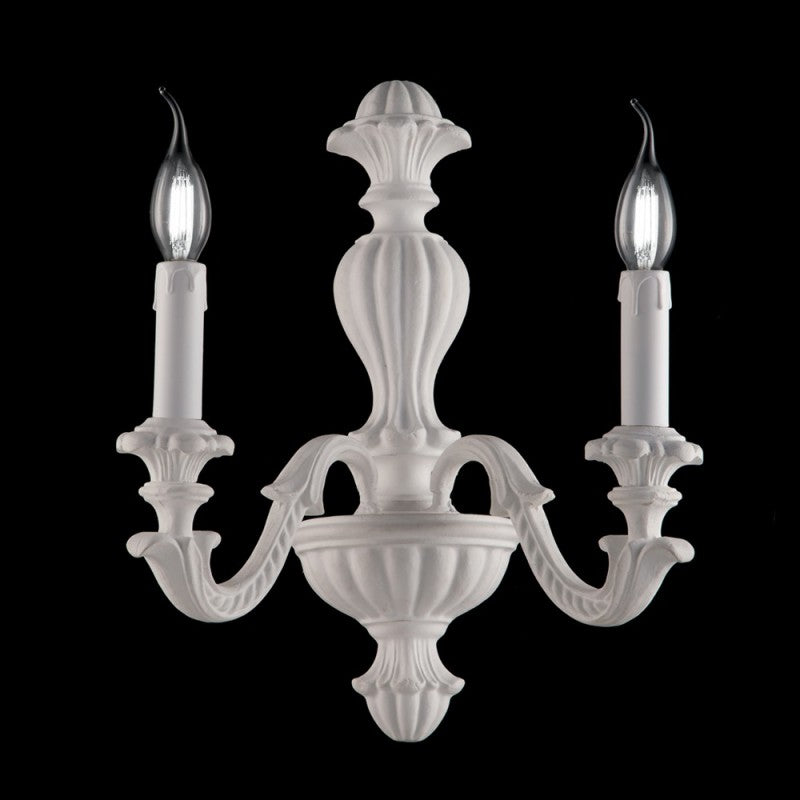 Aplique de madera shabby blanco con dos luces 31x h40 cm