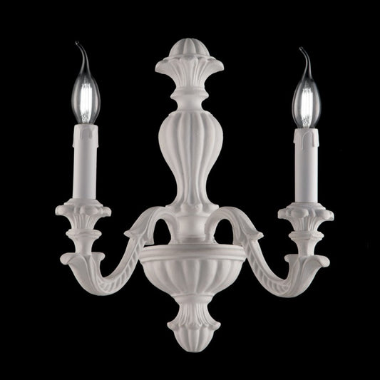 Aplique de madera shabby blanco con dos luces 31x h40 cm