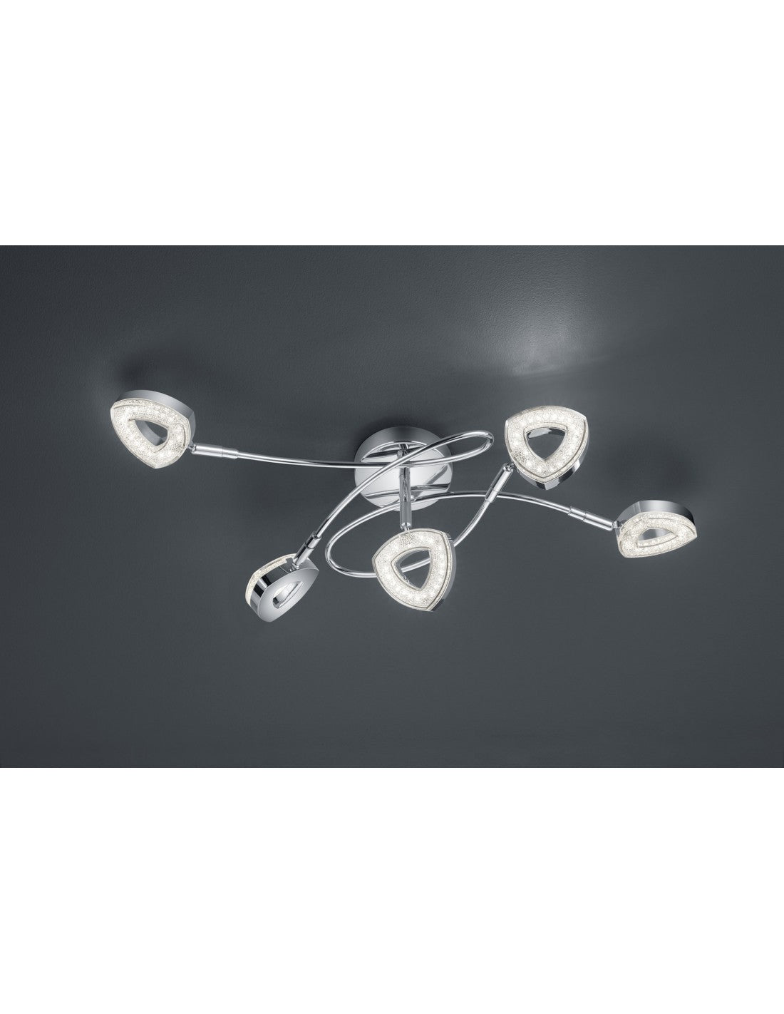 Plafón LED cromado de 5 focos Tours L 54 cm Trio Lighting