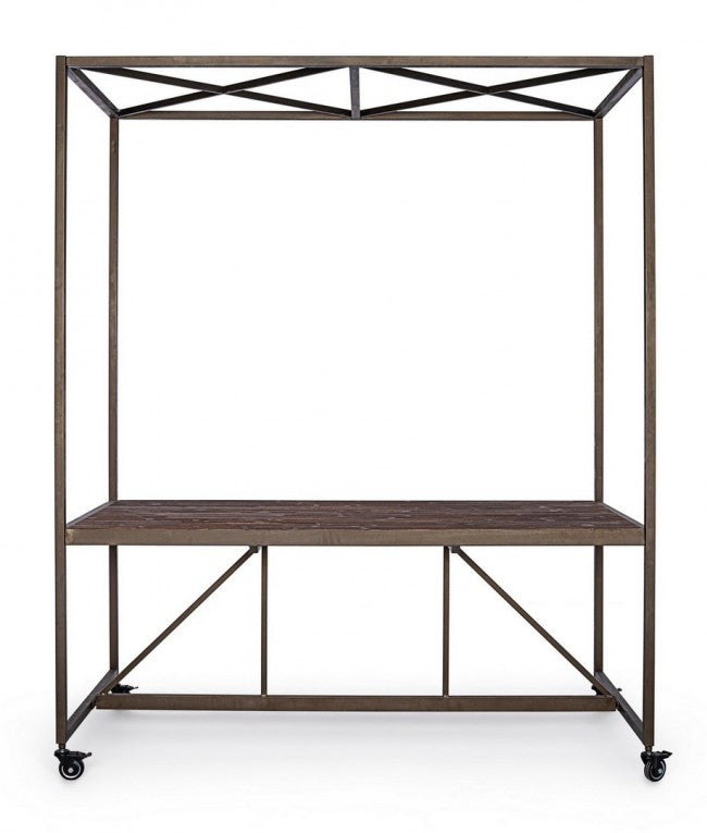 Mesa expositora industrial con techo 180x220h cm